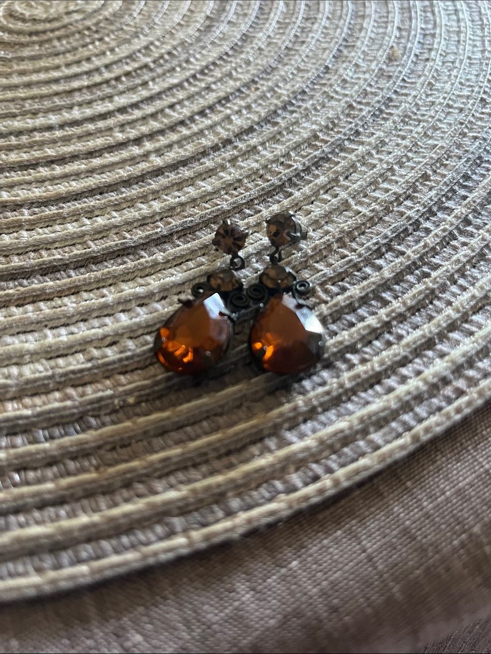 Double dangling Amber gemstone Earrings